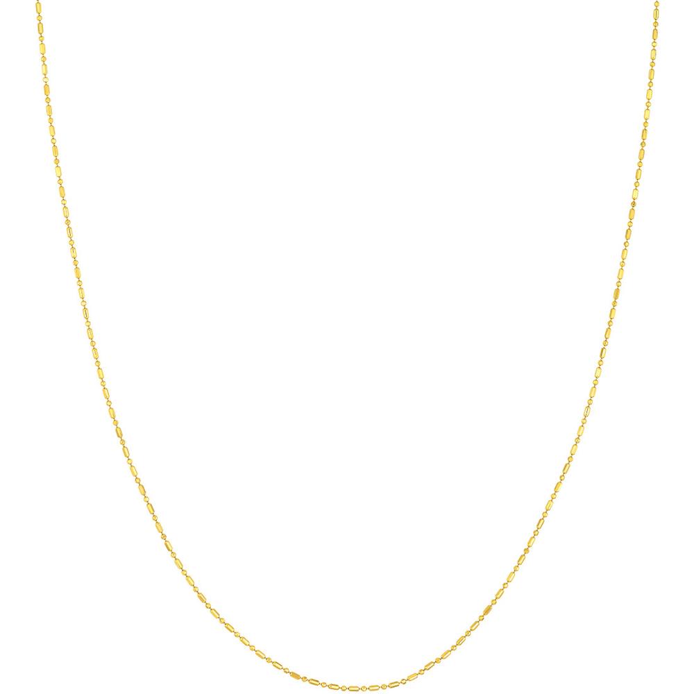 Olas d'Oro - 14K Yellow Gold 20" Fancy Link Necklace with 1.0mm Diamond-Cut Bead and Bar Chain