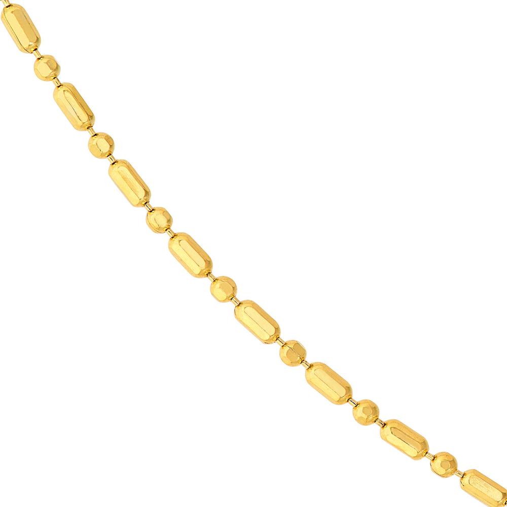 Olas d'Oro - 14K Yellow Gold 20" Fancy Link Necklace with 1.0mm Diamond-Cut Bead and Bar Chain