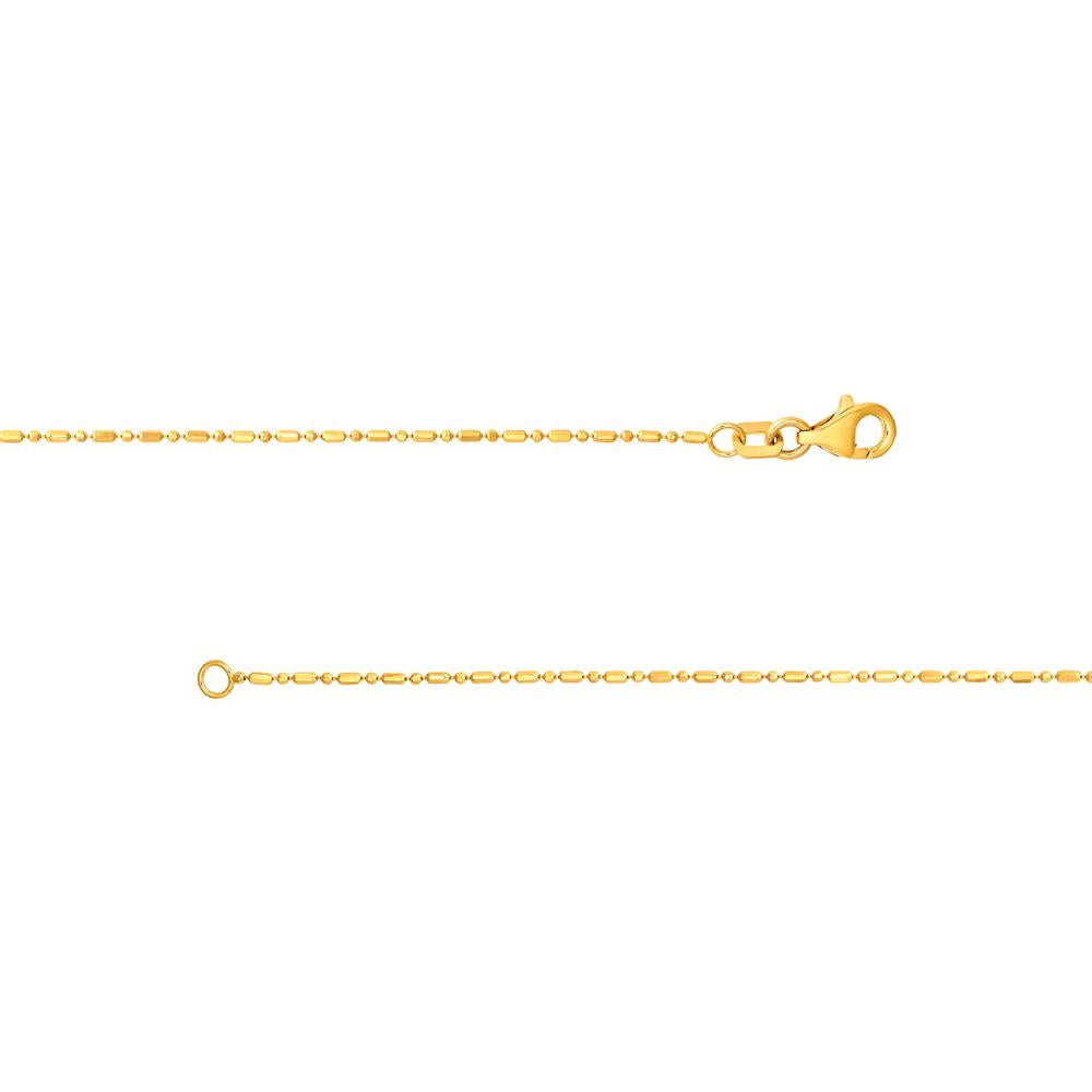 Olas d'Oro - 14K Yellow Gold 20" Fancy Link Necklace with 1.0mm Diamond-Cut Bead and Bar Chain