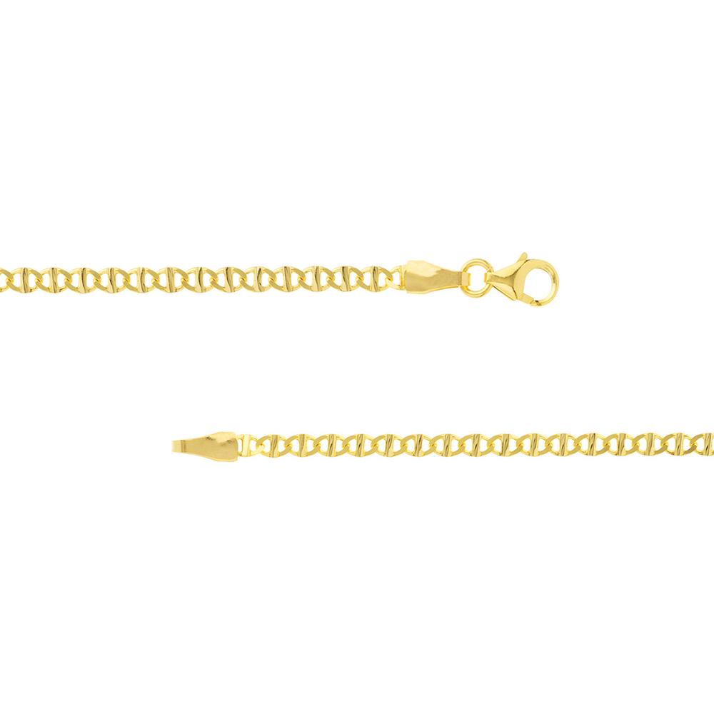Olas d'Oro - 14K Yellow Gold 20" Flat Mariner Chain Necklace with Lobster Clasp - 3.72 Grams Total Weight