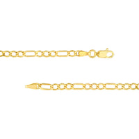 Olas d'Oro - 14K Yellow Gold 20" Hollow Diamond-Cut Figaro Chain Necklace - 4.52 Grams Average Weight