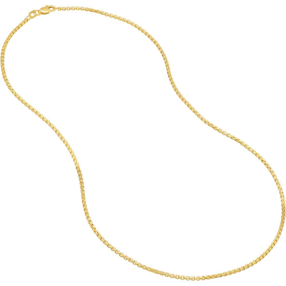 Olas d'Oro - 14K Yellow Gold 20" Hollow Round Box Chain with Lobster Lock - 3.34 Grams