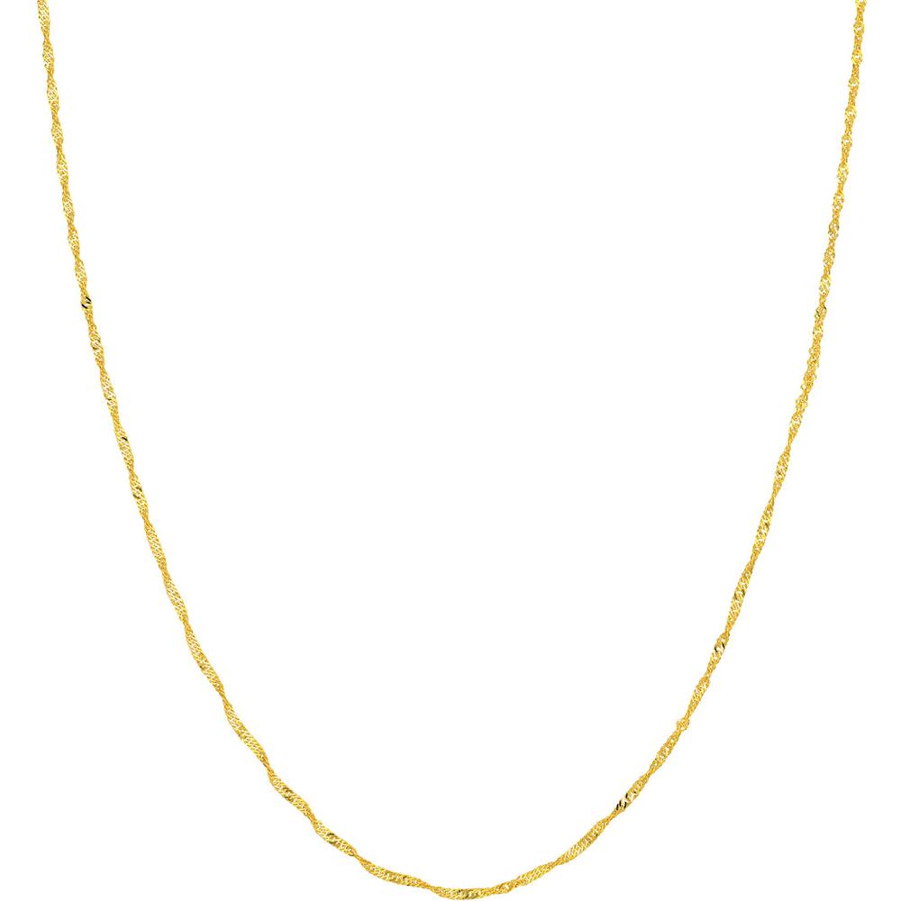 Olas d'Oro - 14K Yellow Gold 20" 1.4mm Singapore Chain Necklace with Spring Ring Closure