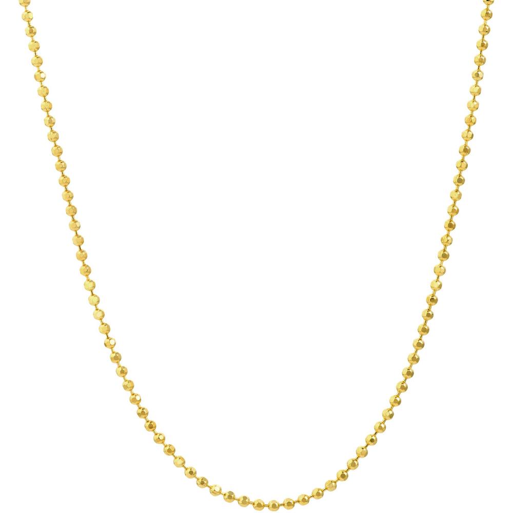 Olas d'Oro - 14K Yellow Gold 20" Diamond-Cut Bead Chain Necklace with Lobster Clasp - 2.67 Grams Weight