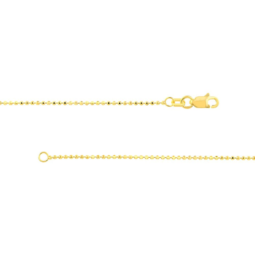 Olas d'Oro - 14K Yellow Gold 20" Diamond-Cut Bead Chain Necklace with Lobster Clasp - 2.67 Grams Weight