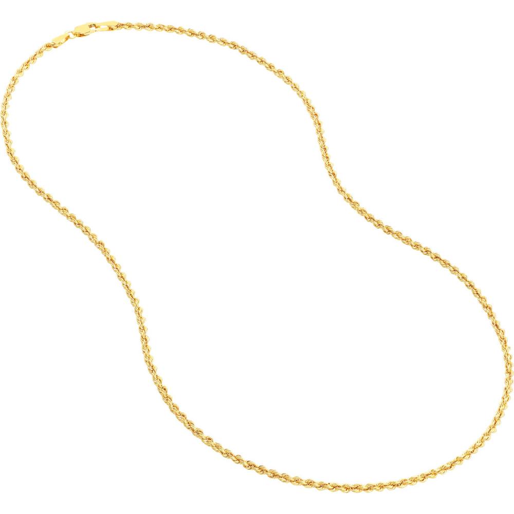 Olas d'Oro - 14K Yellow Gold 20" Light Rope Chain Necklace with Lobster Lock - 2.3mm Thickness