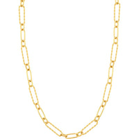 Olas d'Oro - 14K Yellow Gold 20" Twist and Polished Oval Link Necklace with Pear Shape Lobster Clasp