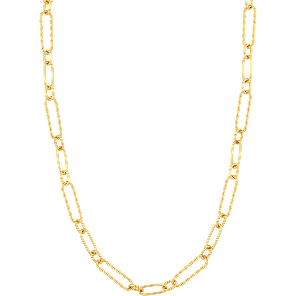 Olas d'Oro - 14K Yellow Gold 20" Twist and Polished Oval Link Necklace with Pear Shape Lobster Clasp