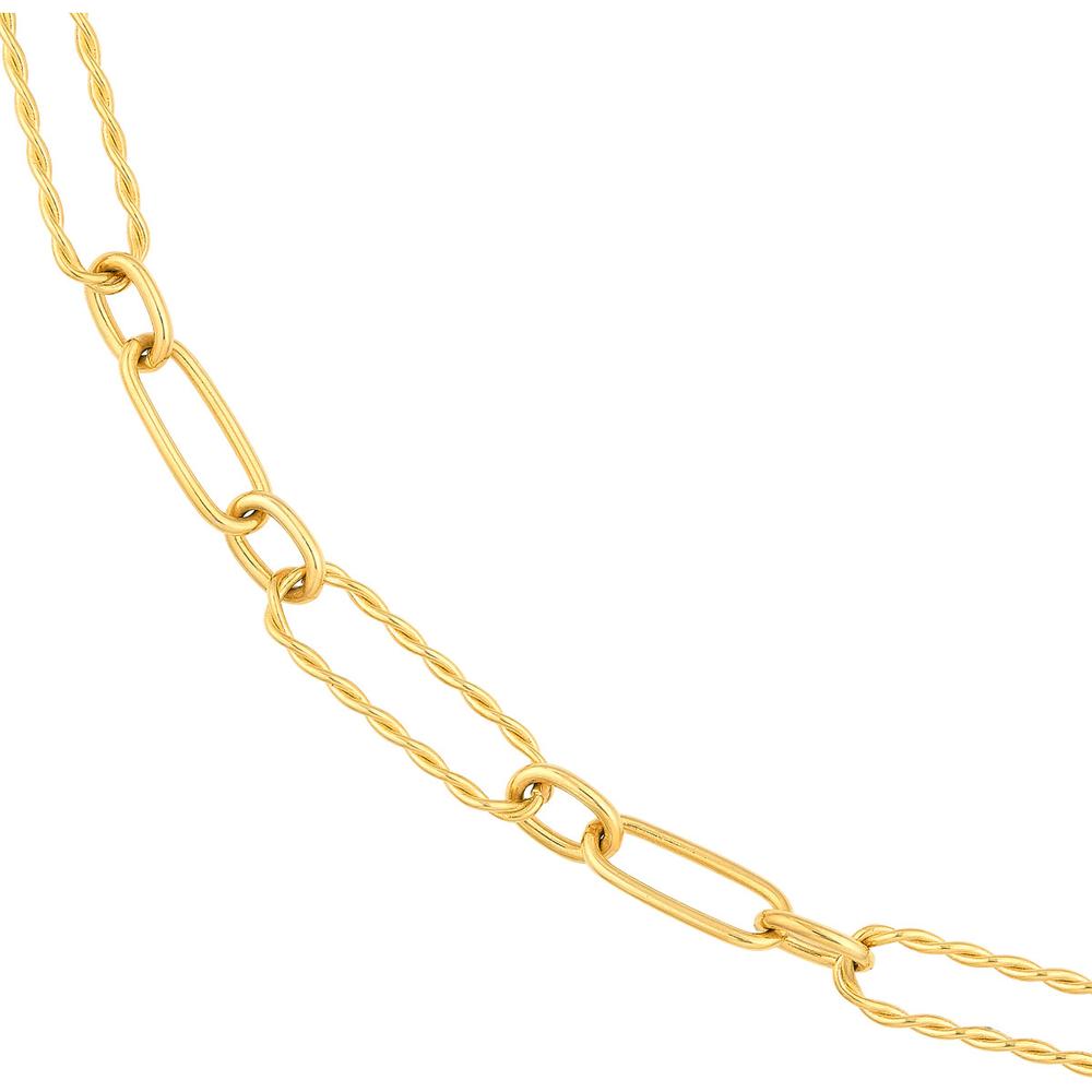 Olas d'Oro - 14K Yellow Gold 20" Twist and Polished Oval Link Necklace with Pear Shape Lobster Clasp