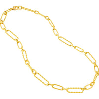 Olas d'Oro - 14K Yellow Gold 20" Twist and Polished Oval Link Necklace with Pear Shape Lobster Clasp