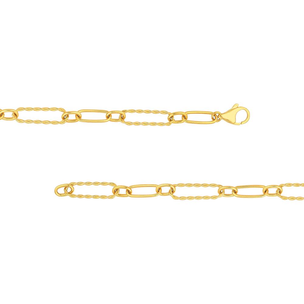 Olas d'Oro - 14K Yellow Gold 20" Twist and Polished Oval Link Necklace with Pear Shape Lobster Clasp