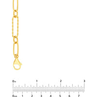 Olas d'Oro - 14K Yellow Gold 20" Twist and Polished Oval Link Necklace with Pear Shape Lobster Clasp