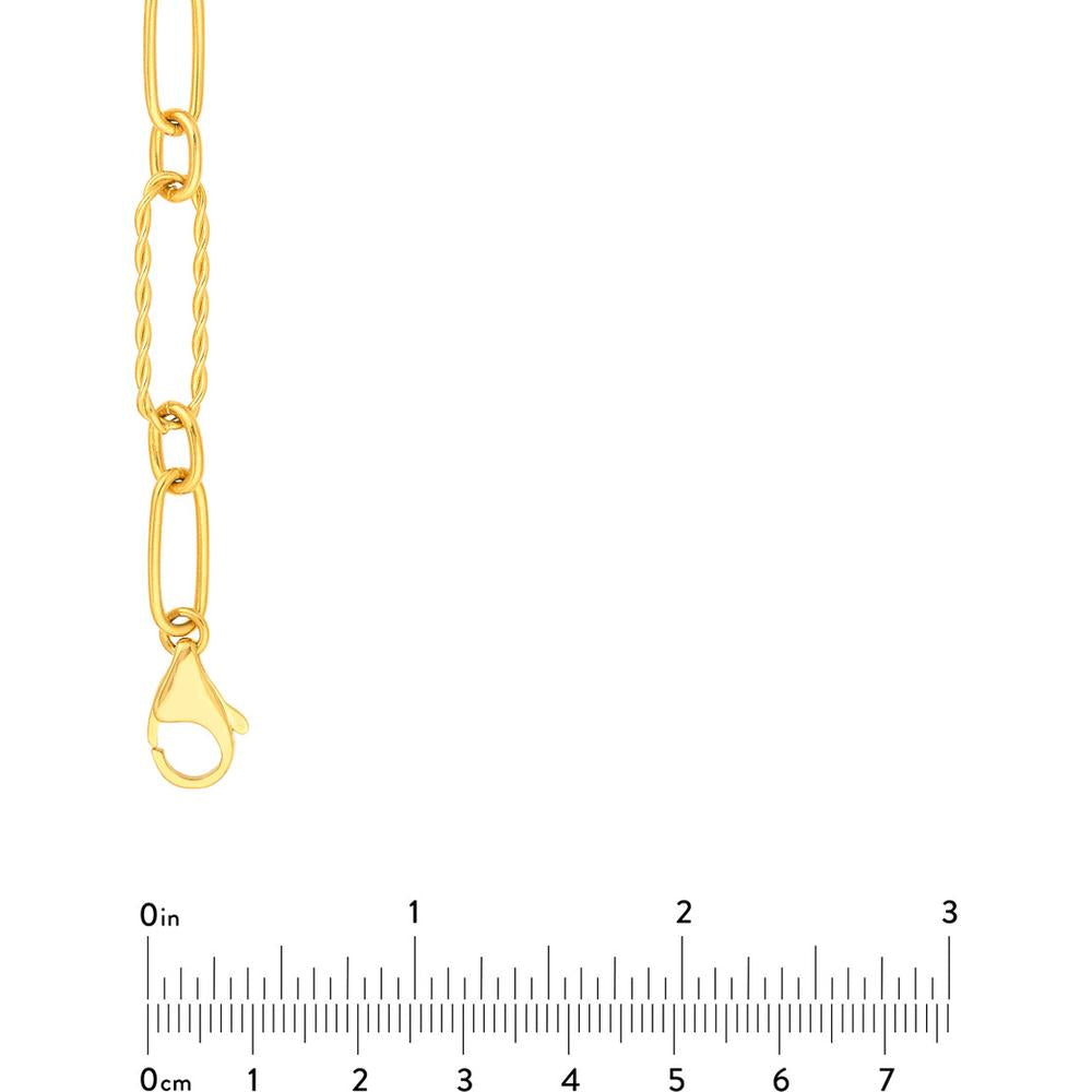 Olas d'Oro - 14K Yellow Gold 20" Twist and Polished Oval Link Necklace with Pear Shape Lobster Clasp