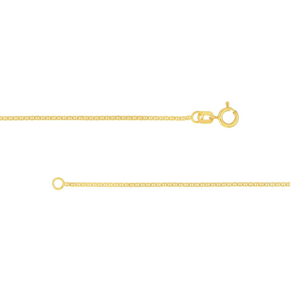 Olas d'Oro - 14K Yellow Gold 20" Mariner Chain with Spring Ring Clasp - 1.10mm Width, 1.35 grams