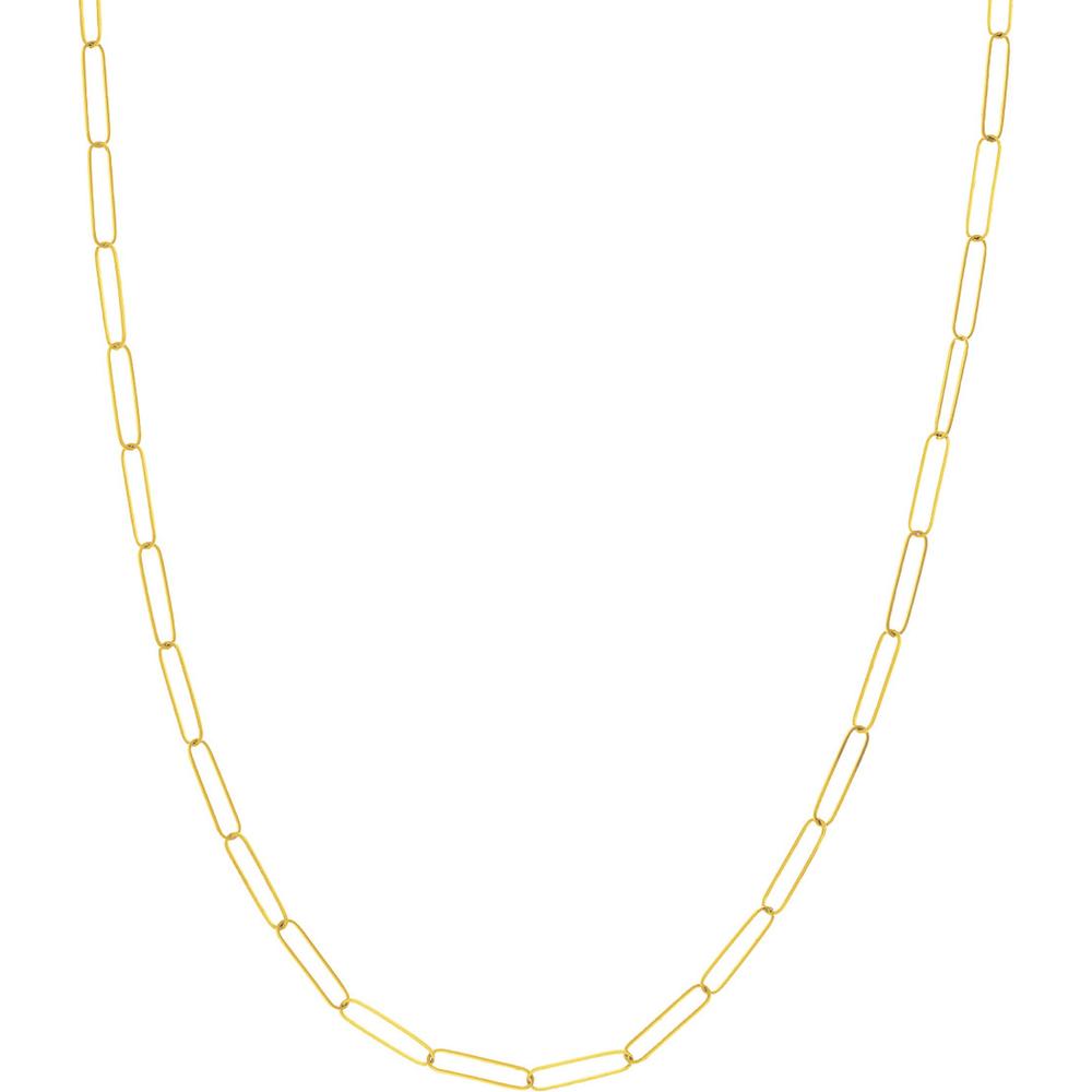 Olas d'Oro - 14K Yellow Gold 20" Paper Clip Necklace with Pear Lobster Clasp 3.99 Grams