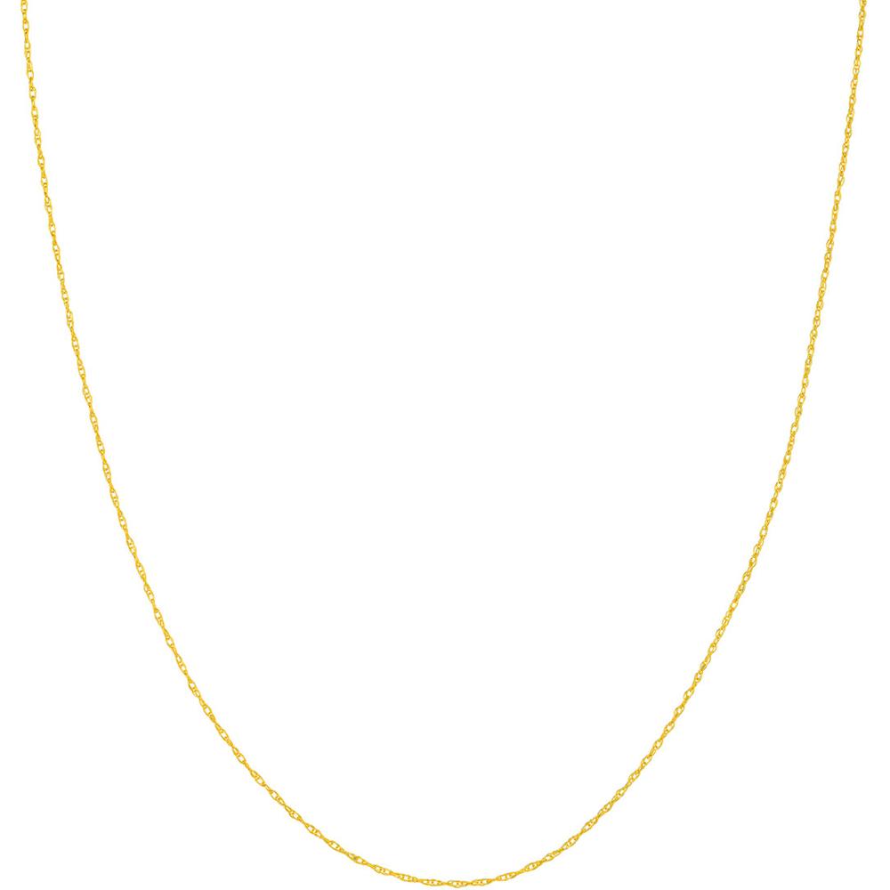 Olas d'Oro - 14K Yellow Gold 20" Rope Pendant Chain Necklace with Lobster Lock - 0.95mm Width
