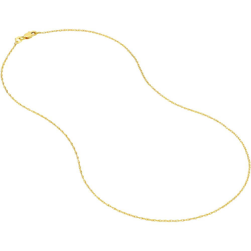 Olas d'Oro - 14K Yellow Gold 20" Rope Pendant Chain Necklace with Lobster Lock - 0.95mm Width