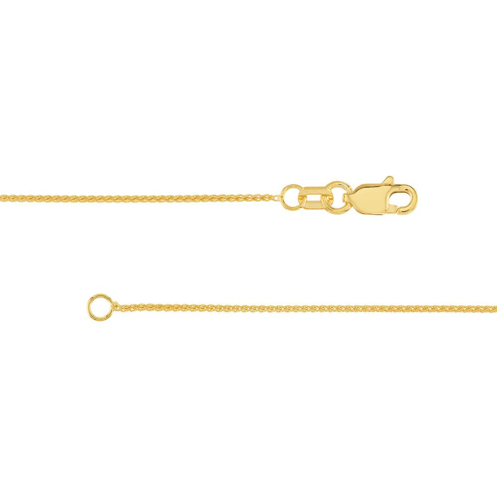 Olas d'Oro - 14K Yellow Gold 20" Wheat Chain Necklace with Lobster Clasp - 0.85mm Width