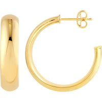 Olas d'Oro - 14K Yellow Gold 20mm D-Tube Round Hoop Earrings - 3.20 Grams Total Weight