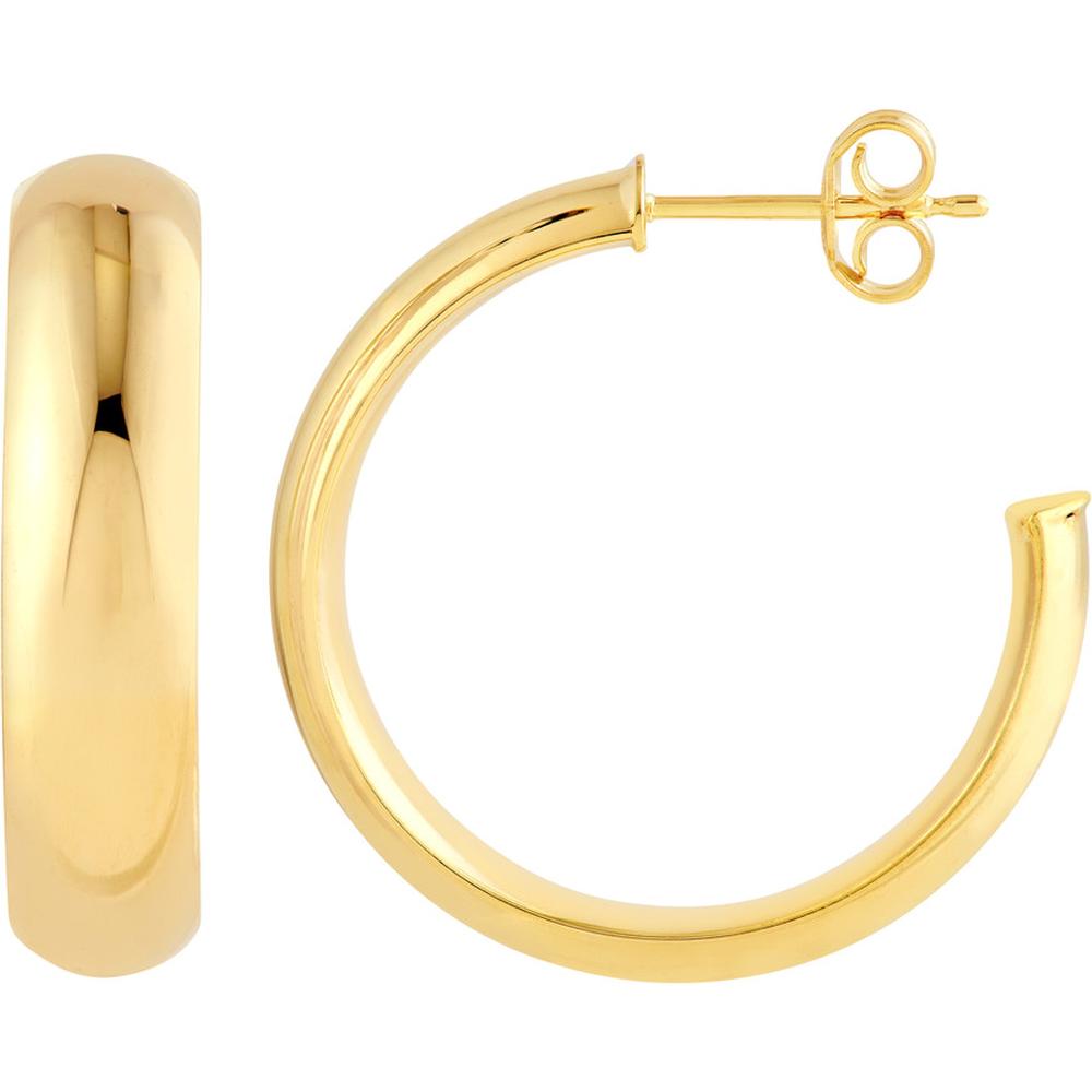 Olas d'Oro - 14K Yellow Gold 20mm D-Tube Round Hoop Earrings - 3.20 Grams Total Weight