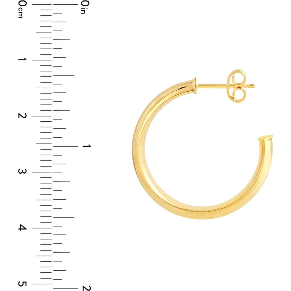 Olas d'Oro - 14K Yellow Gold 20mm D-Tube Round Hoop Earrings - 3.20 Grams Total Weight