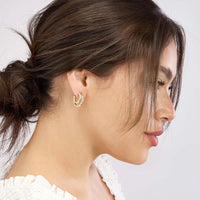 Olas d'Oro - 14K Yellow Gold 20mm Diamond-Cut Small Twist Open Hoop Earrings