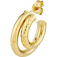 Olas d'Oro - 14K Yellow Gold 20mm Diamond-Cut Small Twist Open Hoop Earrings
