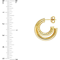 Olas d'Oro - 14K Yellow Gold 20mm Diamond-Cut Small Twist Open Hoop Earrings