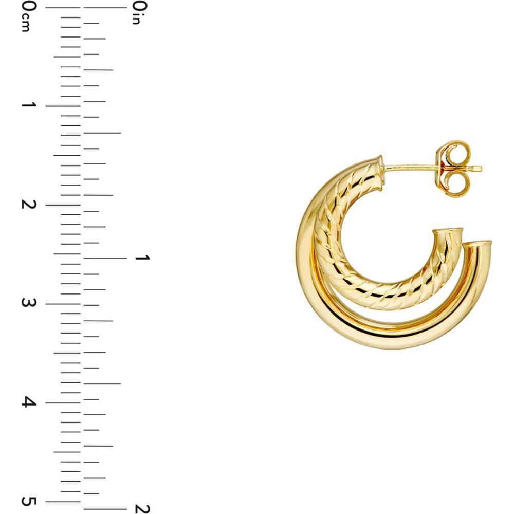 Olas d'Oro - 14K Yellow Gold 20mm Diamond-Cut Small Twist Open Hoop Earrings