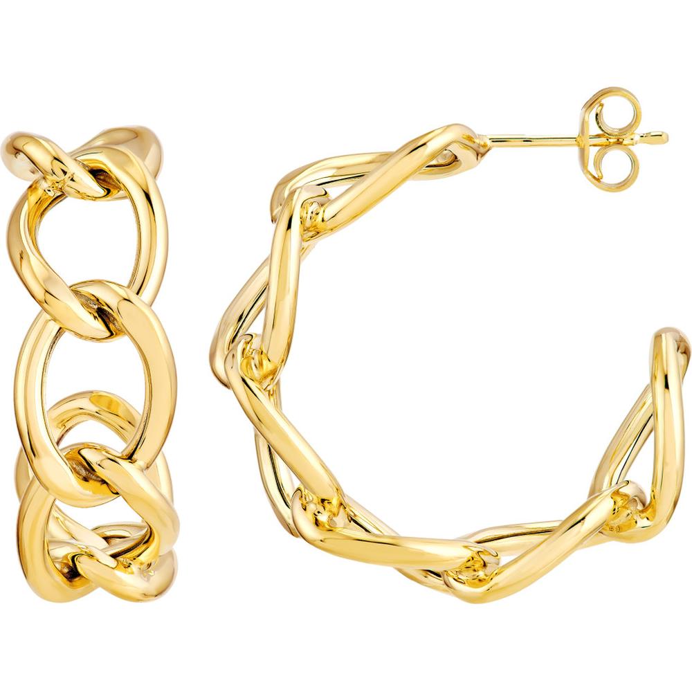 Olas d'Oro - 14K Yellow Gold 20mm Round Link Open Hoop Earrings - 3.45 Grams