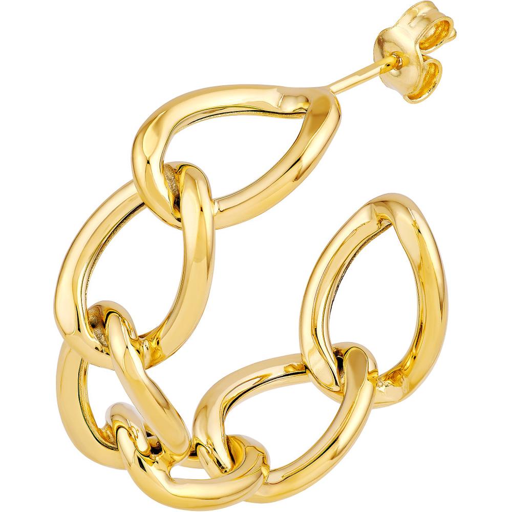 Olas d'Oro - 14K Yellow Gold 20mm Round Link Open Hoop Earrings - 3.45 Grams
