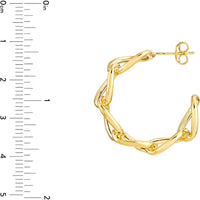 Olas d'Oro - 14K Yellow Gold 20mm Round Link Open Hoop Earrings - 3.45 Grams