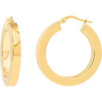 Olas d'Oro - 14K Yellow Gold 20mm Round Square Tube Hoop Earrings