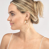 Olas d'Oro - 14K Yellow Gold 20mm Round Square Tube Hoop Earrings
