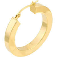 Olas d'Oro - 14K Yellow Gold 20mm Round Square Tube Hoop Earrings