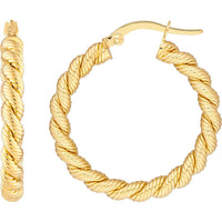 Olas d'Oro - 14K Yellow Gold 20mm Twisted Rope Hoop Earrings - Elegant Gold Hoops