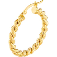 Olas d'Oro - 14K Yellow Gold 20mm Twisted Rope Hoop Earrings - Elegant Gold Hoops