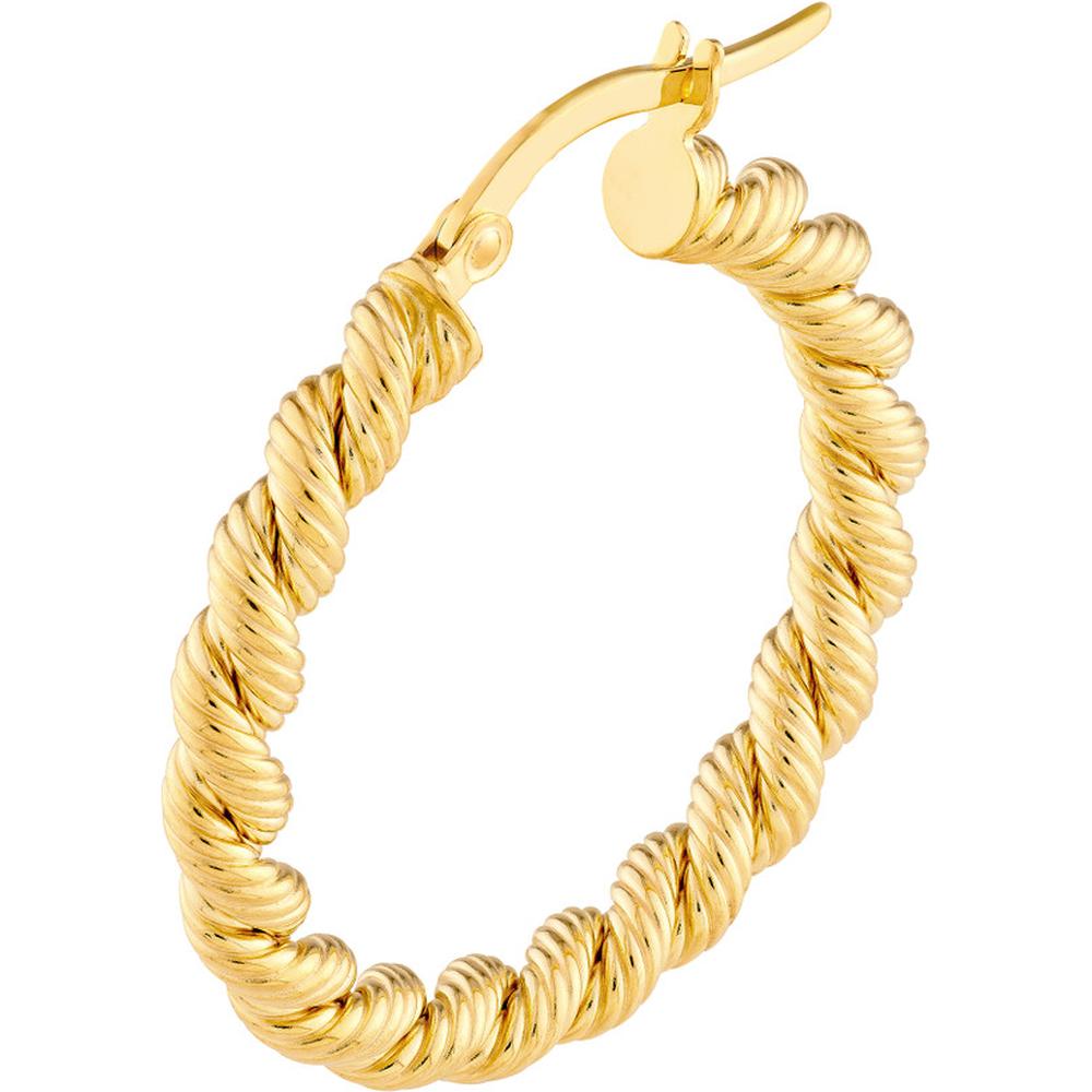 Olas d'Oro - 14K Yellow Gold 20mm Twisted Rope Hoop Earrings - Elegant Gold Hoops