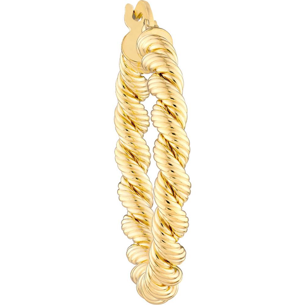 Olas d'Oro - 14K Yellow Gold 20mm Twisted Rope Hoop Earrings - Elegant Gold Hoops