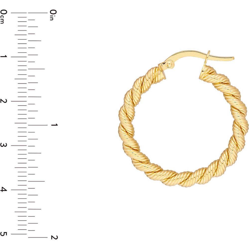 Olas d'Oro - 14K Yellow Gold 20mm Twisted Rope Hoop Earrings - Elegant Gold Hoops