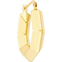 Olas d'Oro - 14K Yellow Gold 22.80mm 3D Hexagon Hoop Earrings - 2.40 Grams Total Weight