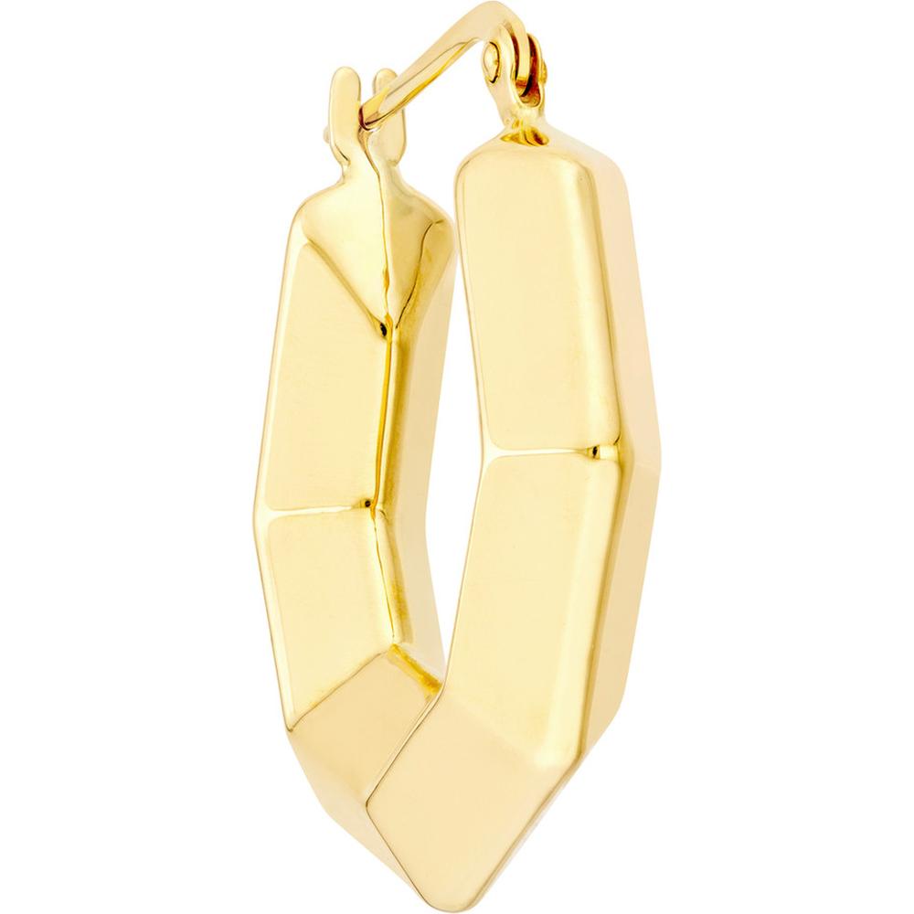 Olas d'Oro - 14K Yellow Gold 22.80mm 3D Hexagon Hoop Earrings - 2.40 Grams Total Weight