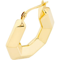 Olas d'Oro - 14K Yellow Gold 22.80mm 3D Hexagon Hoop Earrings - 2.40 Grams Total Weight