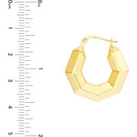 Olas d'Oro - 14K Yellow Gold 22.80mm 3D Hexagon Hoop Earrings - 2.40 Grams Total Weight