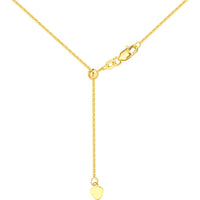 Olas d'Oro - 14K Yellow Gold 22" Adjustable Square Wheat Chain Necklace with Slider Bead 2.52 Grams Total Weight