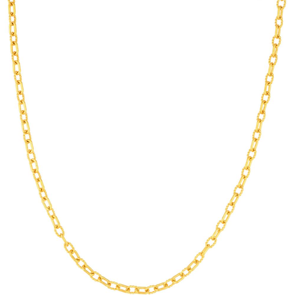 Olas d'Oro - 14K Yellow Gold 22" Alternating Link Chain Necklace - 16.12 Grams