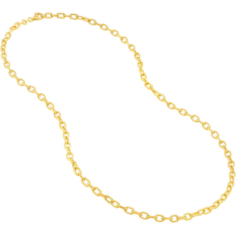 Olas d'Oro - 14K Yellow Gold 22" Alternating Link Chain Necklace - 16.12 Grams