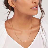 Olas d'Oro - 14K Yellow Gold 22" Diamond-Cut Brill Cable Chain Necklace with Adjustable Slider Bead - 4.27 Grams