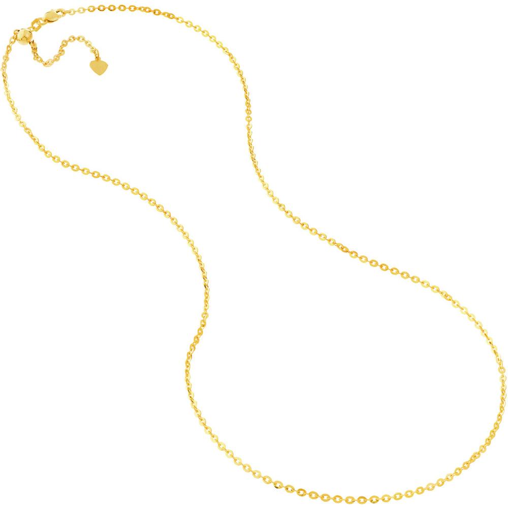 Olas d'Oro - 14K Yellow Gold 22" Diamond-Cut Brill Cable Chain Necklace with Adjustable Slider Bead - 4.27 Grams