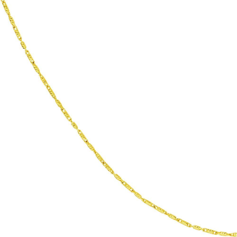 Olas d'Oro - 14K Yellow Gold 22" Adjustable Necklace with Diamond-Cut 0.95mm Chain and Lobster Clasp